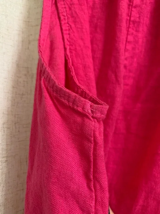 Francesca Bettini Italy 100% Linen Bright Pink Sleeveless Dress Small - Picture 9 of 9